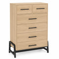 Commode en bois à 6 tiroirs avec base en métal noir