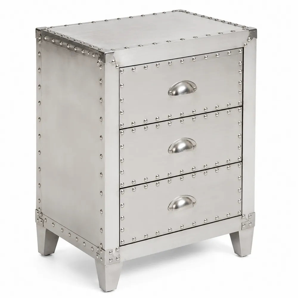Table de Chevet en Métal avec 3 Tiroirs