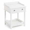 Table de chevet en bois avec tiroir et étagère blanche