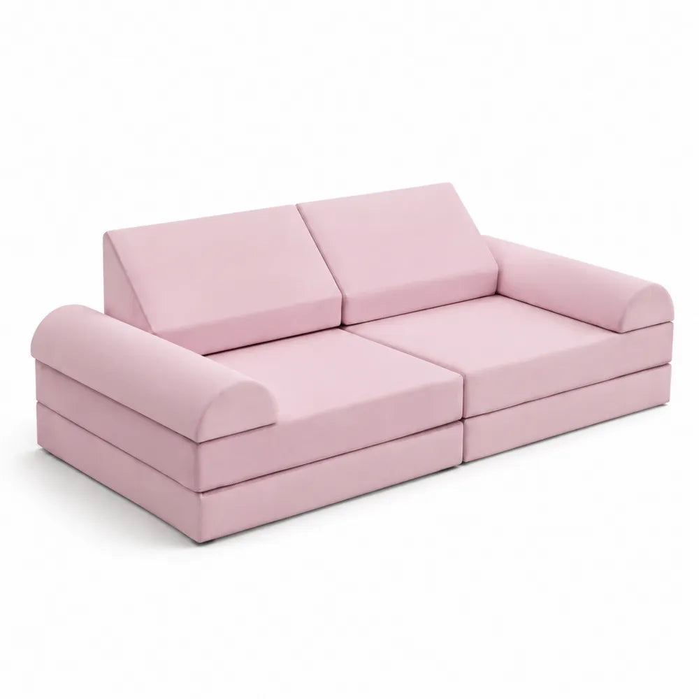 Canapé-lit modulable en tissu polyester Rose