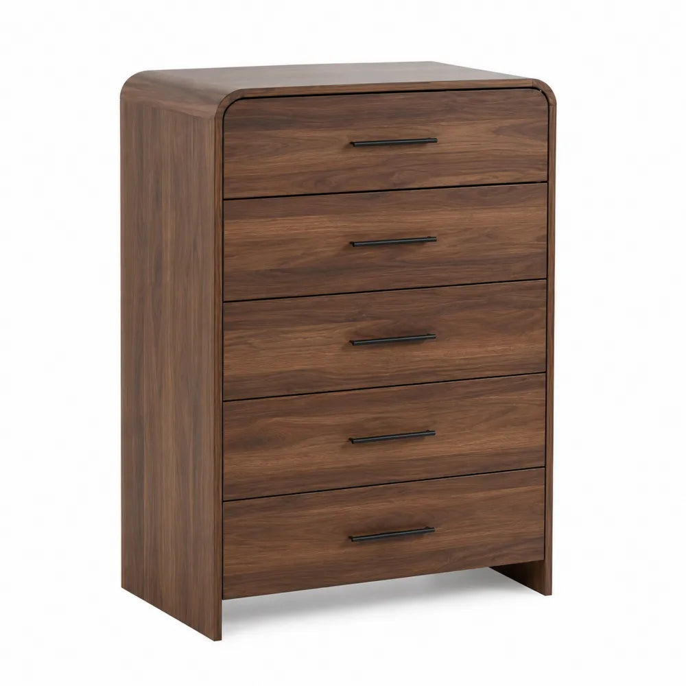 Commode en bois de noyer avec 5 tiroirs