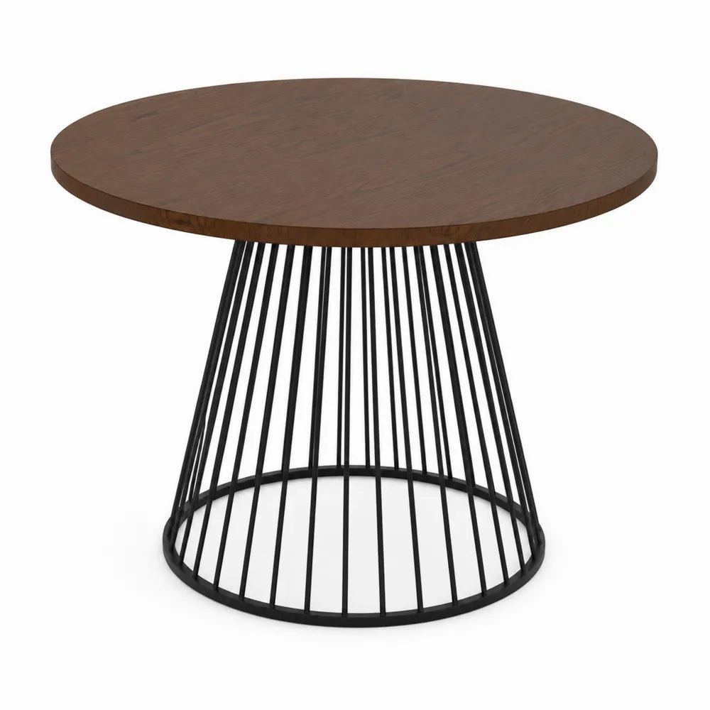 Table ronde en bois et métal Noir Marron 100cm