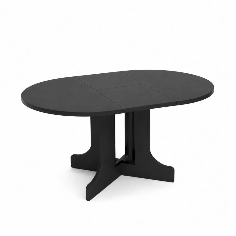 Table ovale extensible en bois MDF noir