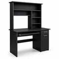 Bureau en Panneau de Particules Noir avec Rangement Intégré