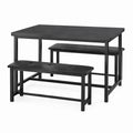 Table à manger noire avec bancs en métal et MDF