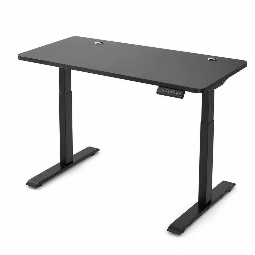 Bureau réglable électrique en métal et bois MDF noir